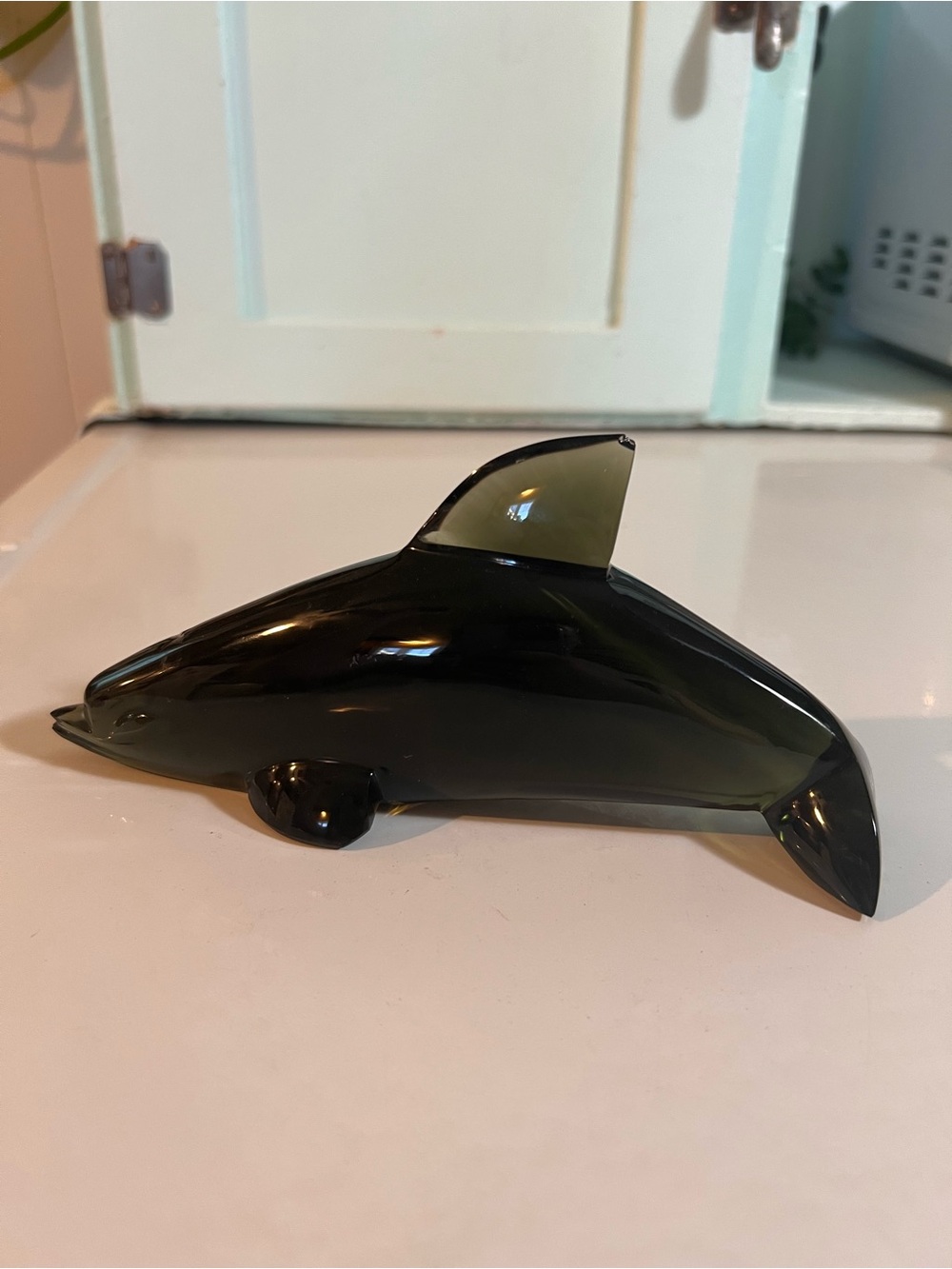 Dark Green Solid Glass Dolphin